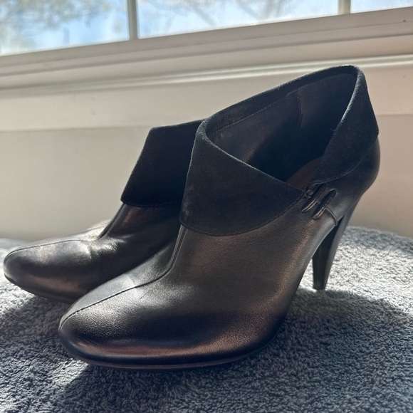 Coach Black Leather Ankle Booties with Fold-Over Cuff - Picture 2 of 8